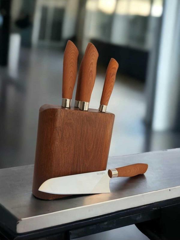 Lazoğlu Tree Style 5in1 Bıçak Seti Ahşap Stand - Image 1