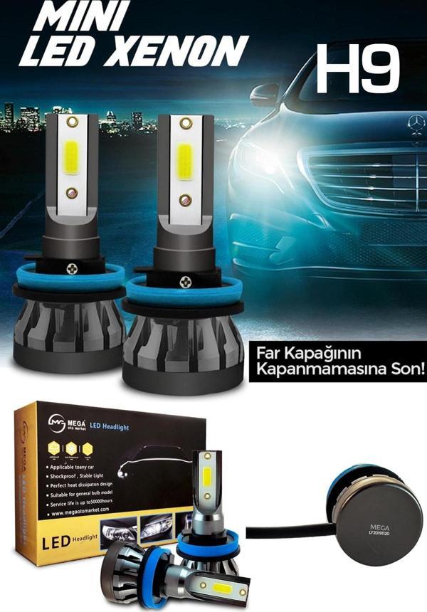 Slim Led Xenon Şimşek Etkili Mini Beyaz H9 Kapak Kapanma Garantili - Image 1
