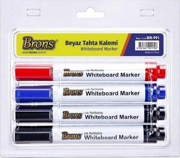 Brons Doldurulabilir Beyaz Tahta Kalemi 4'lü Set (Br-991) - Image 1