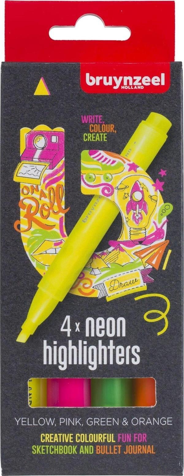 4X NEON HİGHLİGHTERS YELLOW/PİNK/GREEN/ORANGE - Image 1