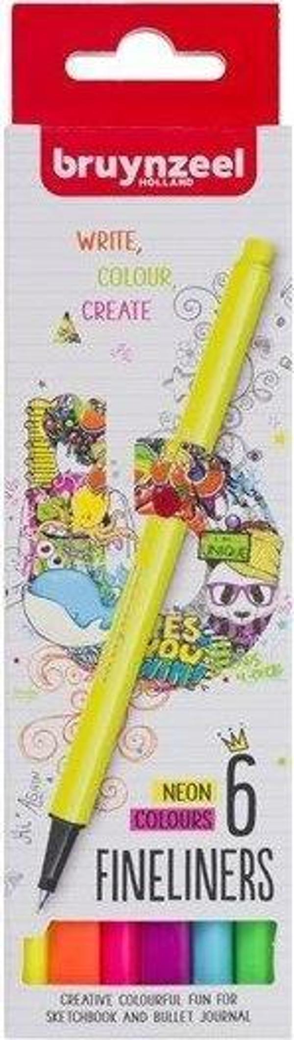 BRUYNZEEL FINELINER 0.4 MM SET 6 RENK (NEON) - Image 1