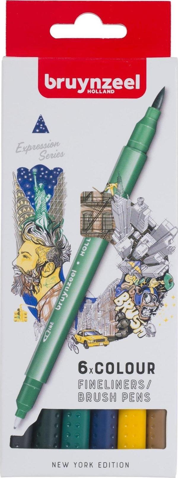 BRUYNZEEL FINELINER ÇİFT TARAFLI KALEM SETİ  6 RENK - NEW YORK - Image 1