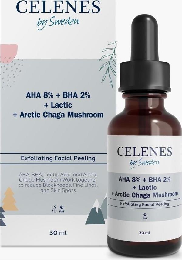 Celenes Yüz Serum Aha + Bha + Lactıc + Arctıc Chaga Mushroom 30 ML - Image 1