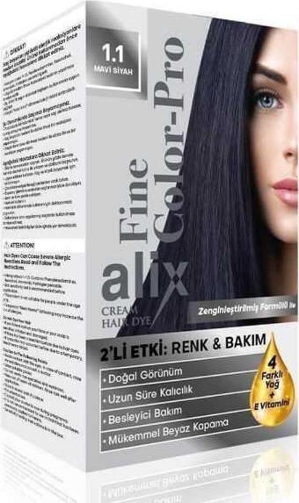 Alix Kit Saç Boyası Color Pro 1.1 Mavi Siyah - Image 1