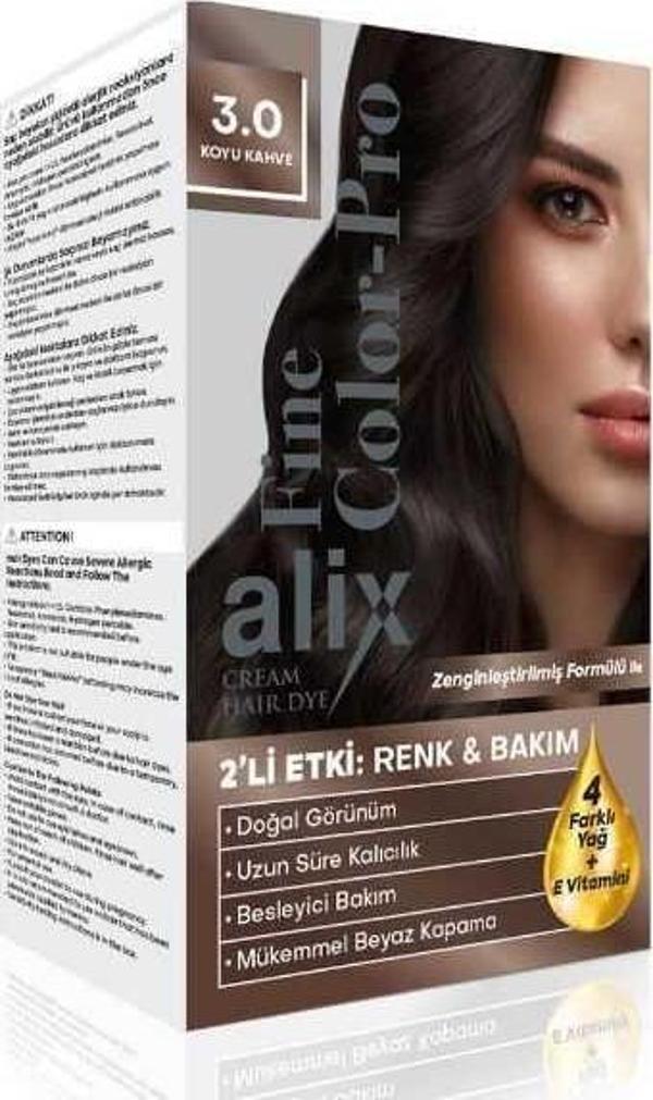 Alix Kit Saç Boyası Color Pro 3.0 Koyu Kahve - Image 1