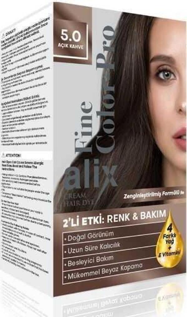 Alix Kit Saç Boyası Color Pro 5.0 Açık Kahve - Image 1