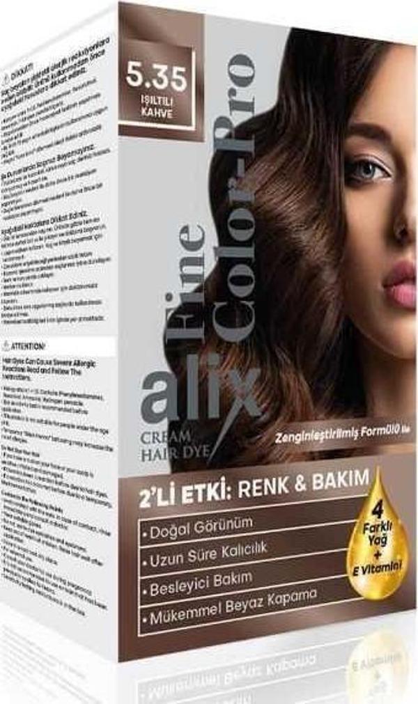 Alix Kit Saç Boyası Color Pro 5.35 Işıltılı Kahve - Image 1