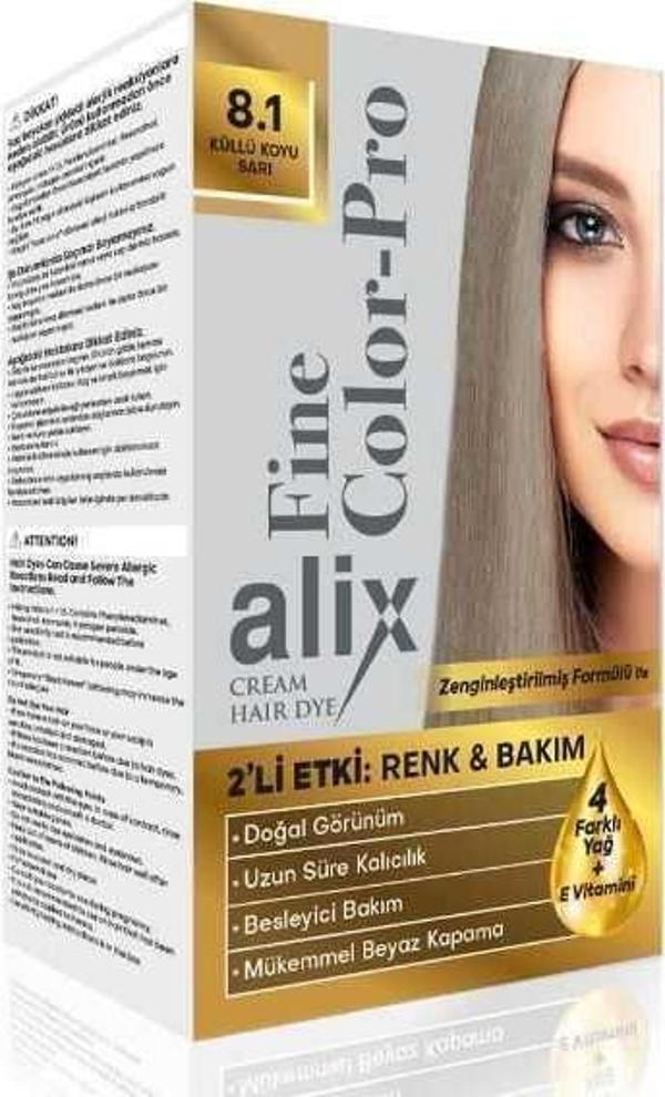 Alix Kit Saç Boyası Color Pro 8.1 Küllü Koyu Sarı - Image 1