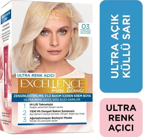 L'Oréal Paris Excellence Creme Saç Boyası 03 Ultra Açıcı Ultra Açık Küllü Sarı - Image 1