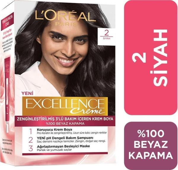 L'Oréal Paris Excellence Creme Saç Boyası 2 Siyah - Image 1