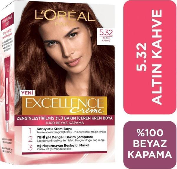 L'Oréal Paris Excellence Creme Saç Boyası 5.32 Altın Kahve - Image 1