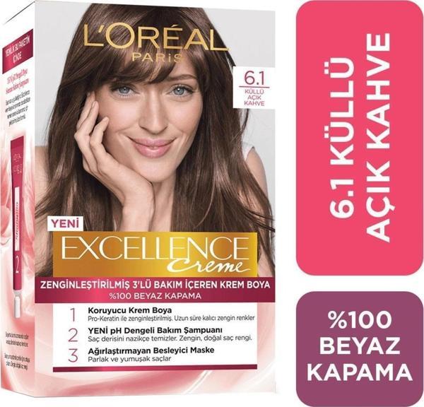 L'Oréal Paris Excellence Creme Saç Boyası 6.1 Küllü Açık Kahve - Image 1