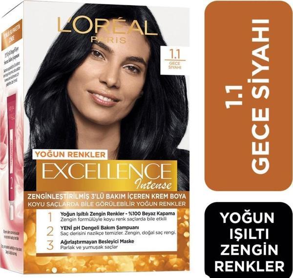 L'Oréal Paris Excellence Intense Saç Boyası 1.1 Gece Siyahı - Image 1