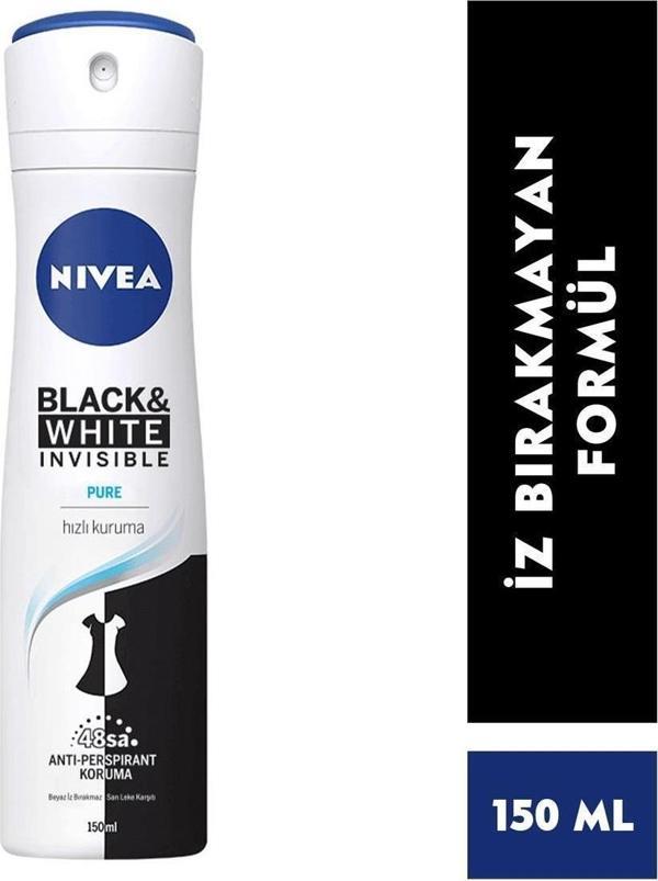 Nivea Deodorant Invısıble Black Whıte Pure Bayan Sprey 150 Ml - Image 1