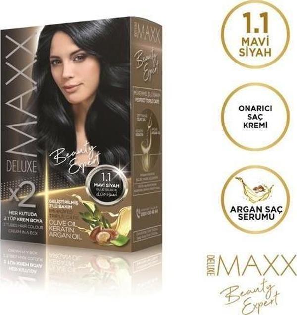 Maxx Deluxe Saç Boyası 1.1 Mavi Siyah - Image 1