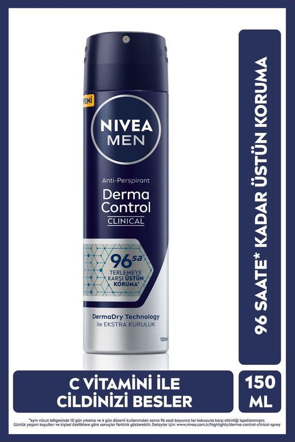 MEN Erkek Sprey Deodorant Derma Control Clinical 150ml, 96 Saat Anti-perspirant Ter Koruması - Image 1