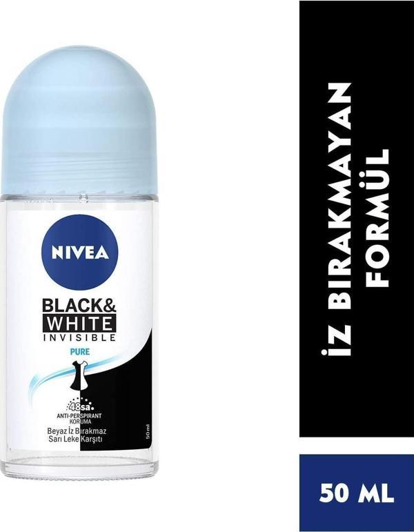 Nivea Roll On Black Whıte Invısıble Pure Mavi Bayan 50 Ml - Image 1