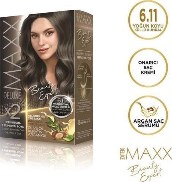 Maxx Deluxe Saç Boyası 6.11 Yoğun Koyu Küllü Kumral - Image 1