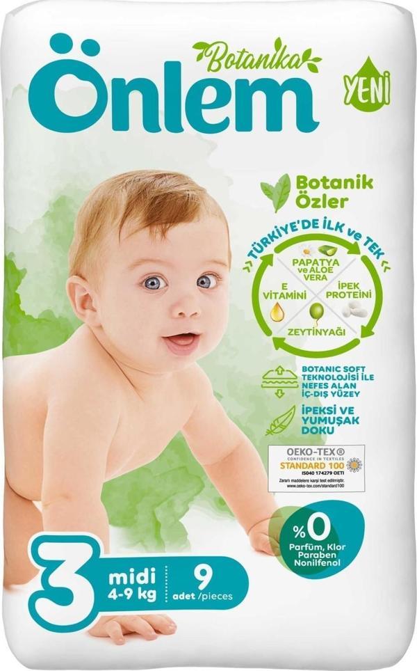 Önlem Bebek Bezi 3 Numara Yenidoğan 4-9 Kg Arası Deneme Boyu 9 Adet - Image 1