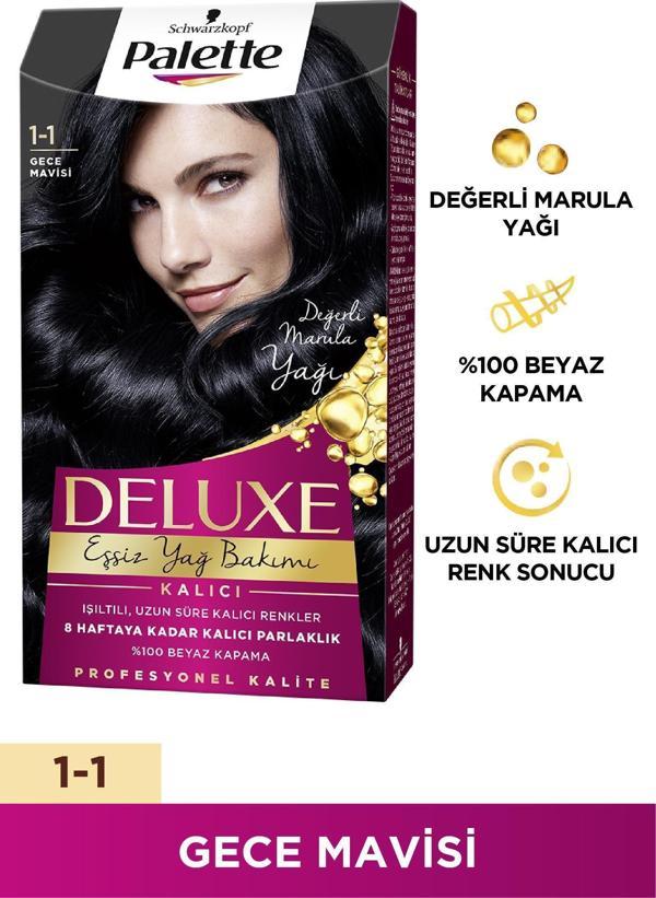 Palette Deluxe Saç Boyası 1-1 Gece Mavisi - Image 1