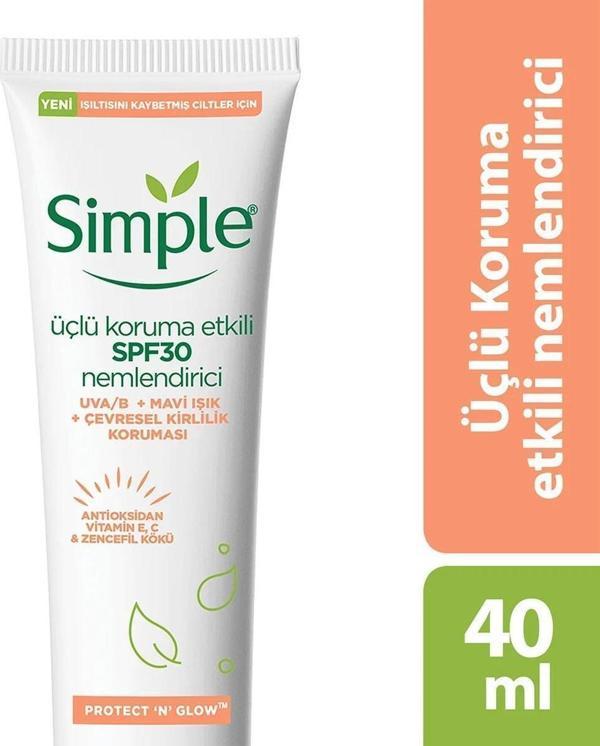 Simple Protect Glow Üçlü Koruma Etkili Spf30 Nemlendirici 40 Ml - Image 1
