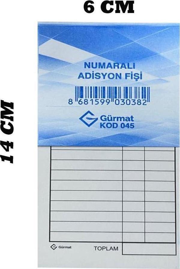 Gürmat Numaralı Adisyon Fişi Kod : 045 - Image 1