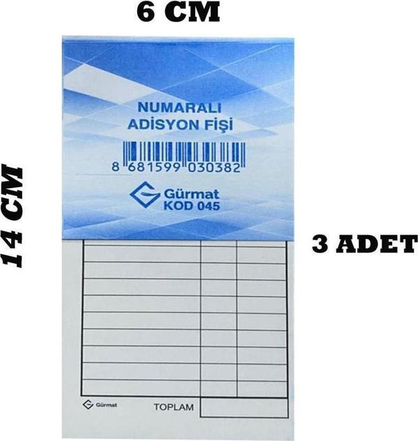 Gürmat Numaralı Adisyon Fişi Kod : 045 3'LÜ - Image 1