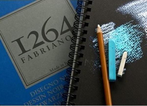 FABRIANO 1264 BLACK A4 - 200 GR - F-1264 SİYAH KAĞIT RESİM DEFTERİ - ÜST SPİRALLİ - Image 1