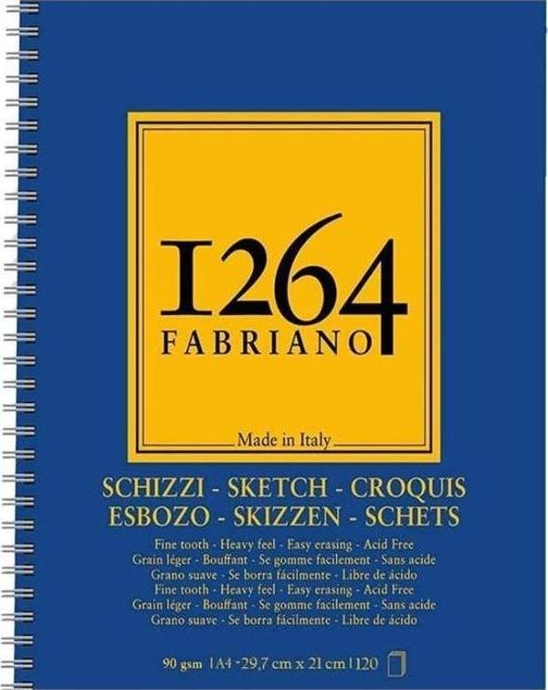 FABRIANO 1264 SCHIZZI A4 - 90 GR - F-1264 ESKİZ DEFTERİ - YAN SPİRALLİ - MİKROPERFORELİ - Image 1