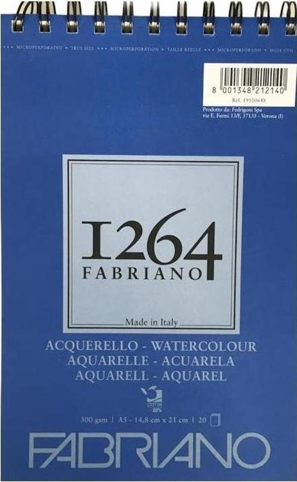 FABRIANO 1264 WATERCOLOUR A5 - 300 GR - F-1264 SULUBOYA DEFTERİ - ÜST SPİRALLİ  - Image 1