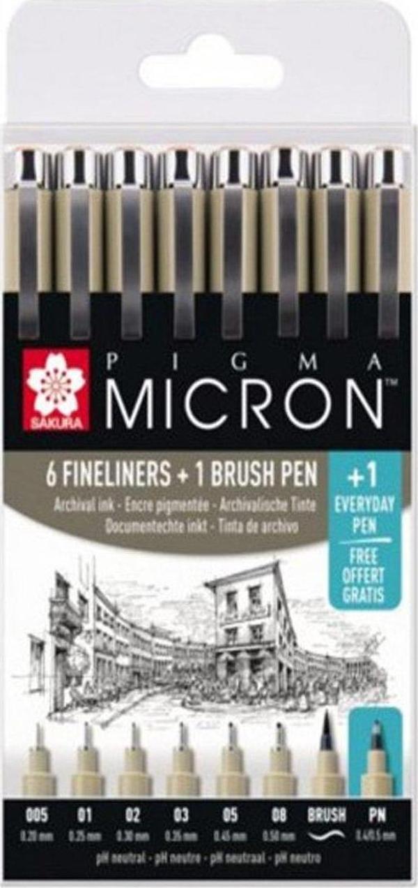 SAKURA PIGMA MICRON SİYAH SET 7+1'Lİ  - Image 1