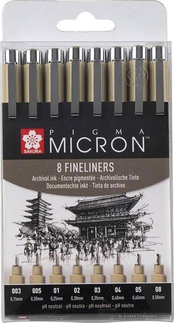 SAKURA PIGMA MICRON SİYAH SET 8'Lİ  - Image 1