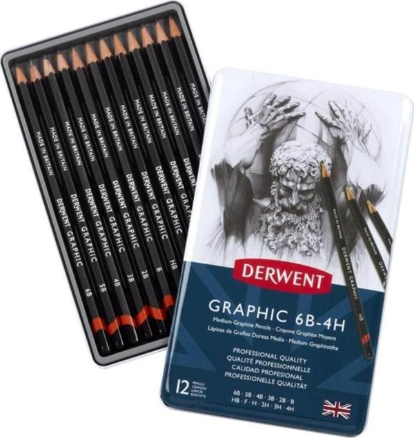 DERWENT GRAPHIC PENCIL MEDIUM 12'Lİ METAL KUTU (DESIGNER) - Image 1