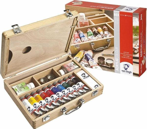 VAN GOGH  AKRİLİK BOYA BASIC BOX 10 RENK 40 ML. TÜP (AHŞAP KUTU) - Image 1