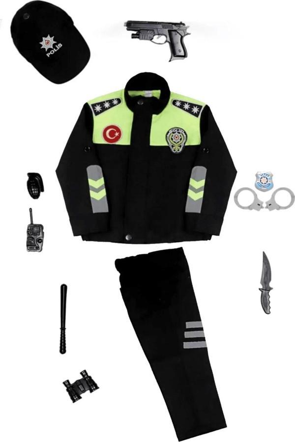 Polis Kostümü Alt Üst + Şapka + Oyuncak seti Çocuk Polis Kostümü - Çocuk Polis Kıyafeti Çocuk Kostüm - Image 1