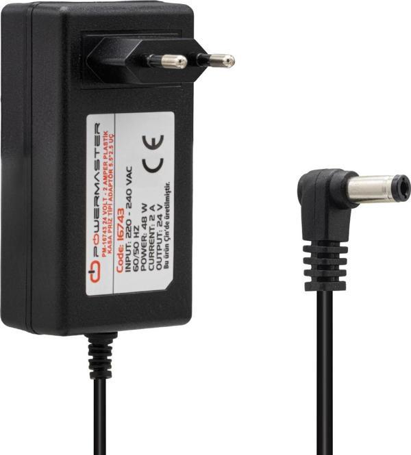 POWERMASTER PM-16743 24 VOLT - 2 AMPER 5.5*2.5 UÇLU PLASTİK KASA PRİZ TİPİ ADAPTÖR - Image 1