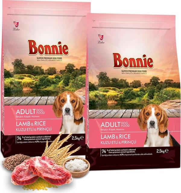 Bonnie Kuzu Etli Ve Pirinçli Yetişkin Köpek Maması 2.5 Kg X 2 - Image 1