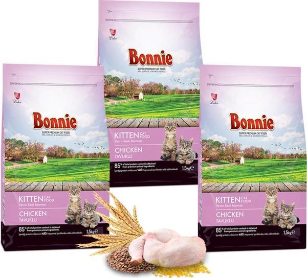 Bonnie Tavuklu Yavru Kedi Maması 1,5 kg x 3 - Image 1