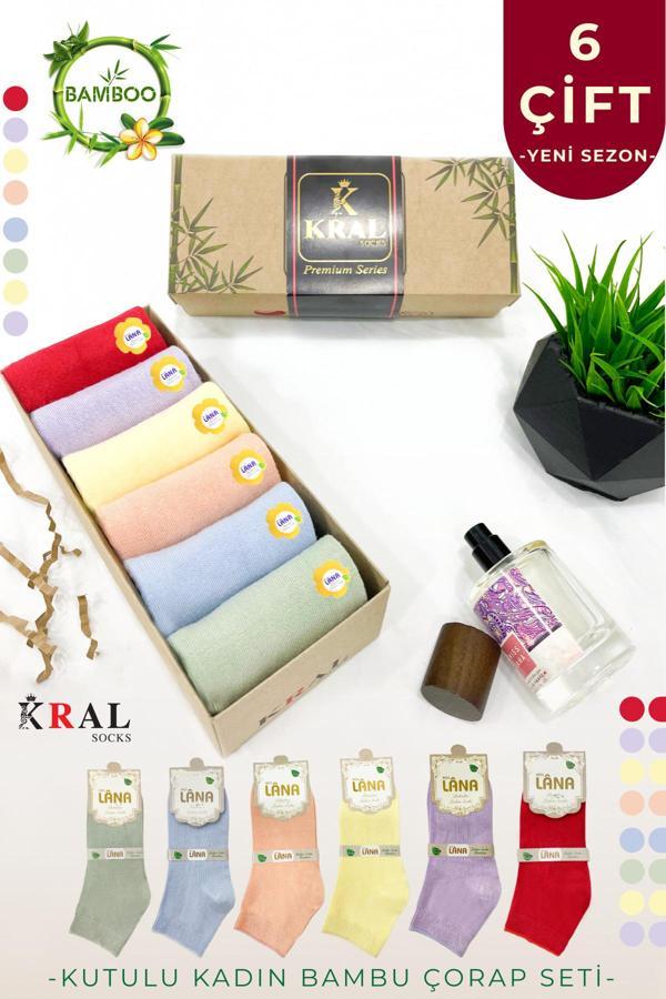 Hediye Kutulu 6 ÇİFT Kaliteli Bambu Kısa Model Patik Çorap Dikişsiz Hassas Dokuma Parfümlü - Image 1