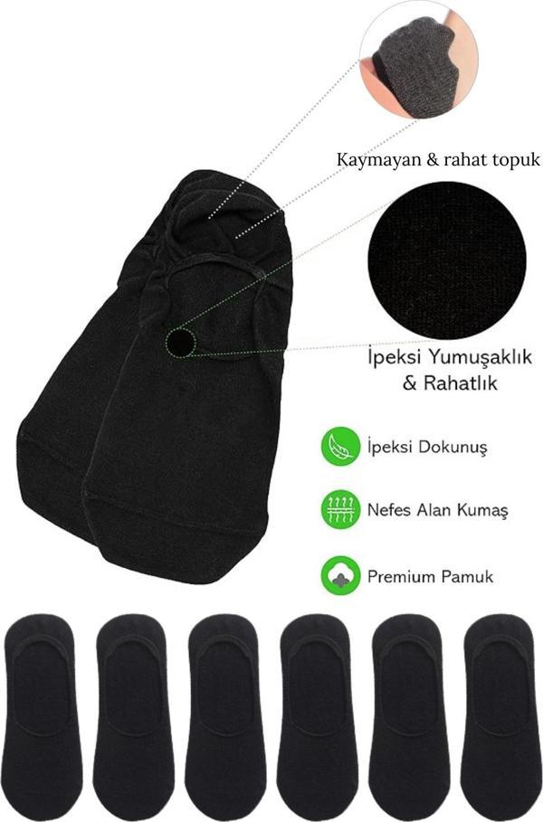 KRAL SOCKS Kadın - Erkek Düz Desen (6 ÇİFT) Pamuklu Terletmez Babet Çorap - Image 1