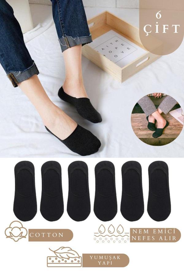 KRAL SOCKS Kadın - Erkek Düz Desen (6 ÇİFT) Pamuklu Terletmez Babet Çorap - Image 1