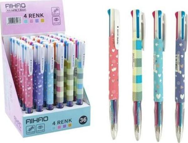 Aihao Tükenmez Kalem 1.0 Mm 4 Renk Ah147B-36 (36 Lı Paket) - Image 1