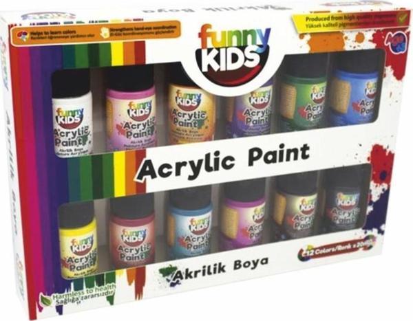 Funny Kids Akrilik Boya 20 Ml 12 Li Set 012-1950 - Image 1