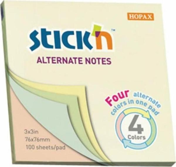 Gıpta Stickn Yapışkanlı Not Kağıdı Neon 4 Renk 76X76 100 Yaprak - Image 1