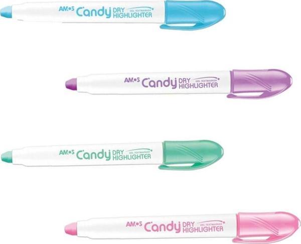Amos Candy Jel Fosforlu Kalem Pastel Renkler 4'lü - Image 1