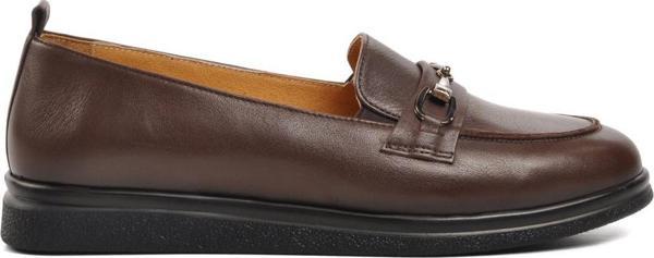 Ayakmod 44280 Kahve Hakiki Deri Kadın Loafer Ayakkabı - Image 1