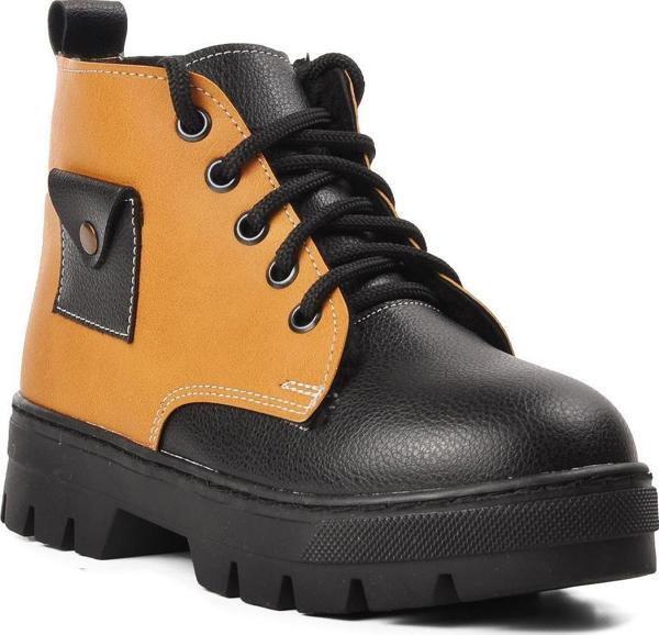 Ayakmod Arz 2301003-F Siyah-Camel İçi Kürklü Fermuarlı Çocuk Bot - Image 1