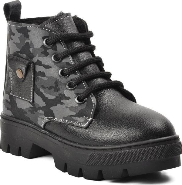 Ayakmod Arz 2301003-P Siyah Kamuflaj İçi Kürklü Çocuk Bot - Image 1