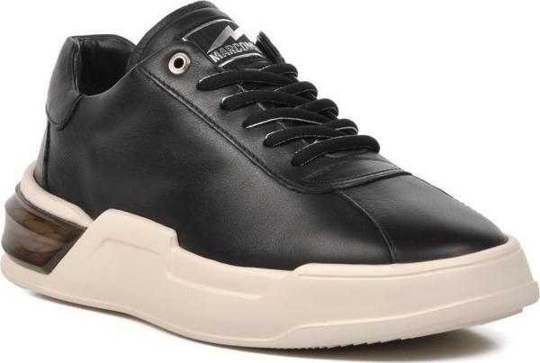 Marcomen 152-19197 Siyah-Beyaz Hakiki Deri Erkek Sneaker - Image 1