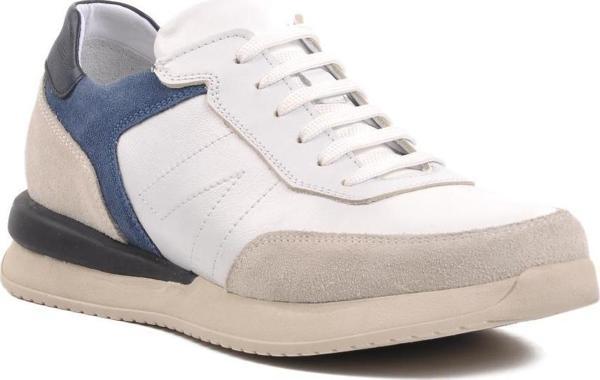Ayakmod 231180 Beyaz-Lacivert İçi Dışı Hakiki Deri Erkek Sneaker - Image 1